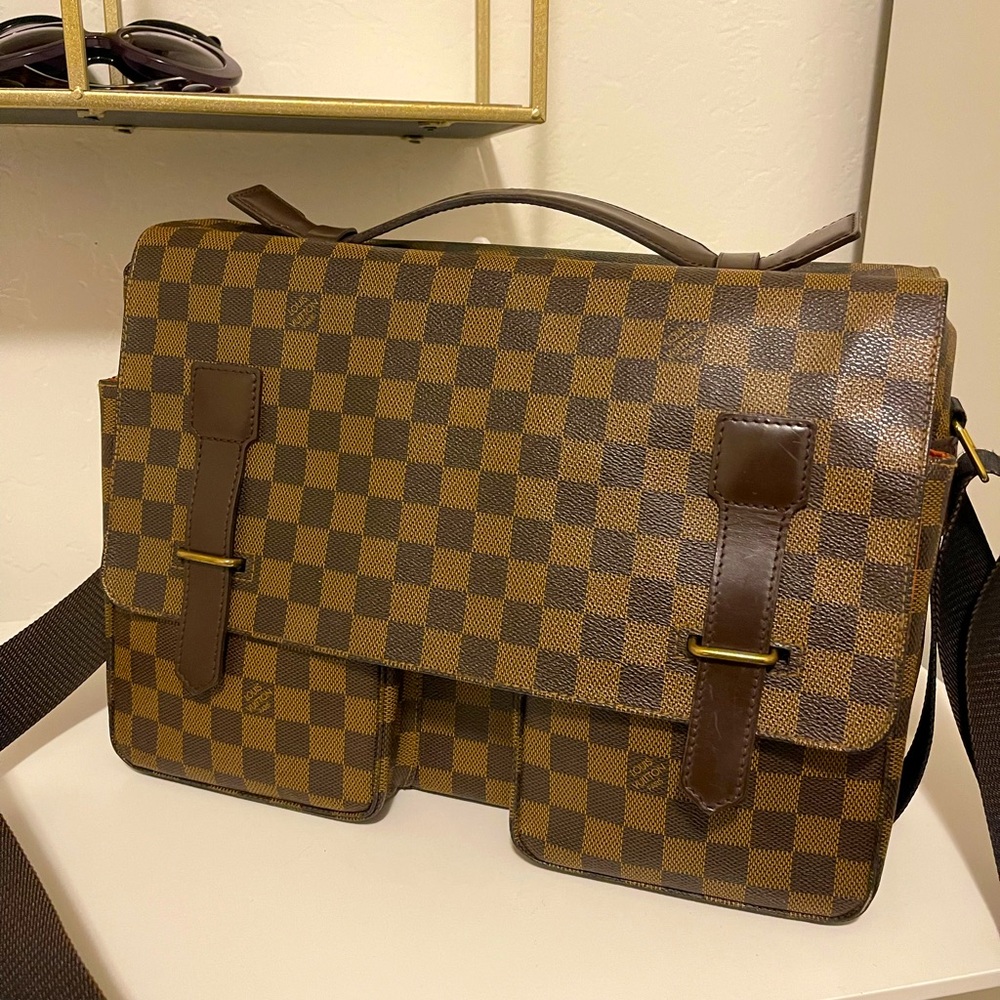 Louis Vuitton Broadway Damier Ebene Brown Canvas Messenger Bag Xbody Authentic